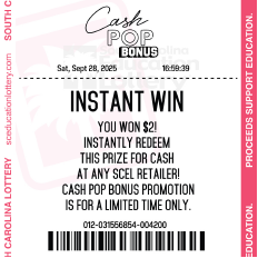 CASH POP Play Slip
