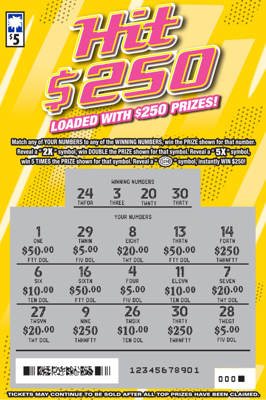 Scratch-Off - Hit $250 (Game #1614) - South Carolina Education Lottery