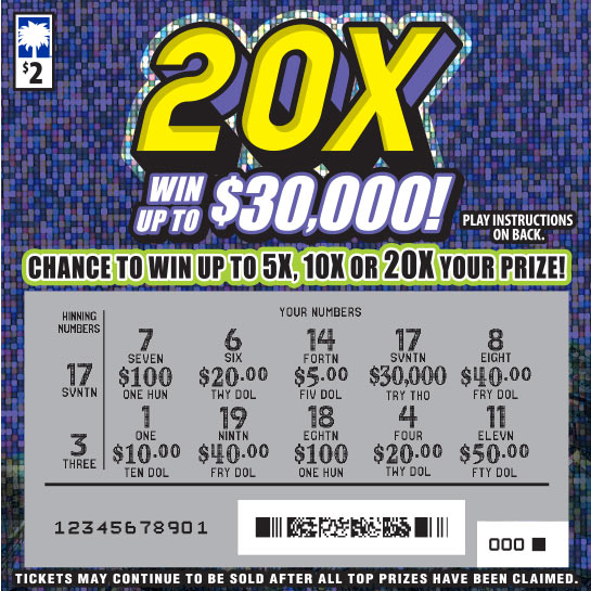 Scratch-Off - 20X (Game #1662) - South Carolina Education Lottery