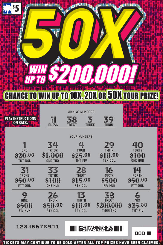 Scratch-Off - 50X (Game #1663) - South Carolina Education Lottery