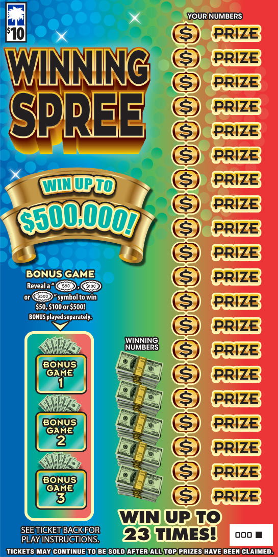 WINNING SPREE scratch-off from South Carolina Lottery