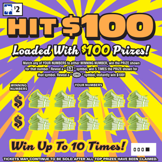 HIT $100 scratch-off ticket