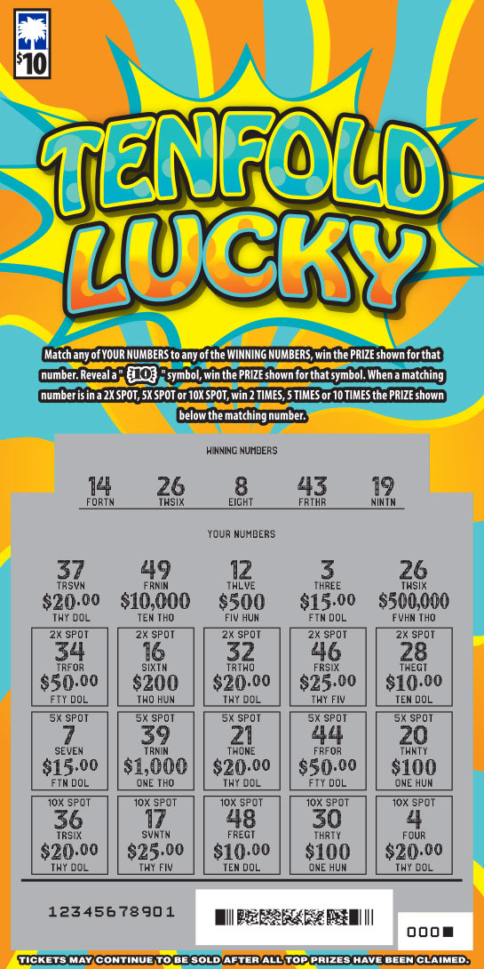 Scratch-Off - Tenfold Lucky (Game #1680) - South Carolina