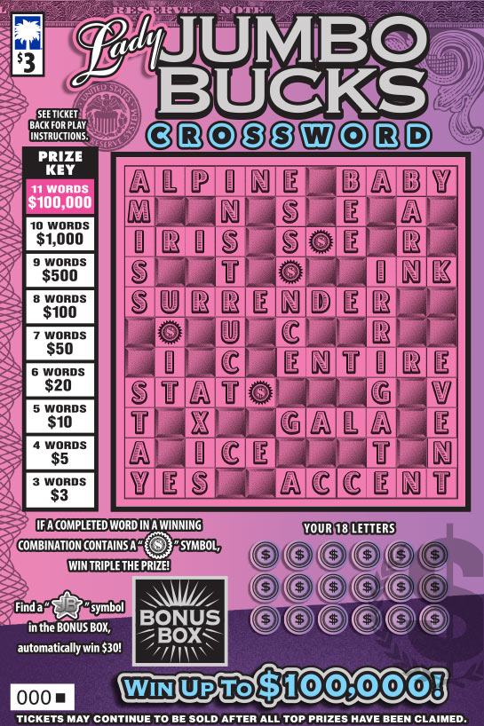Lady Jumbo Bucks Crossword Scratch-Off Image