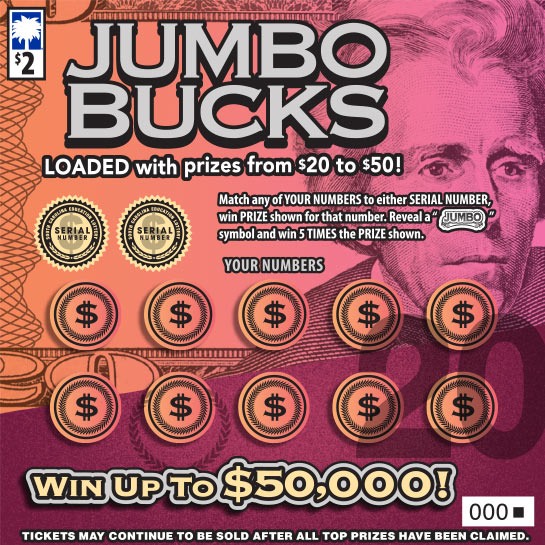 JUMBO BUCKS scratch-off ticket