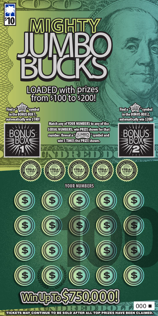 Mighty Jumbo Bucks Scratch-Off Game Image